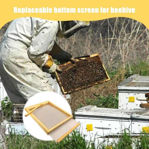 2 Pcs 10 Frame Beehive Screened Bottom Board Dipped in Beeswax with Entrance Reducer,Screen Bottom Board with Solid Wood for Beekeeping Supplies