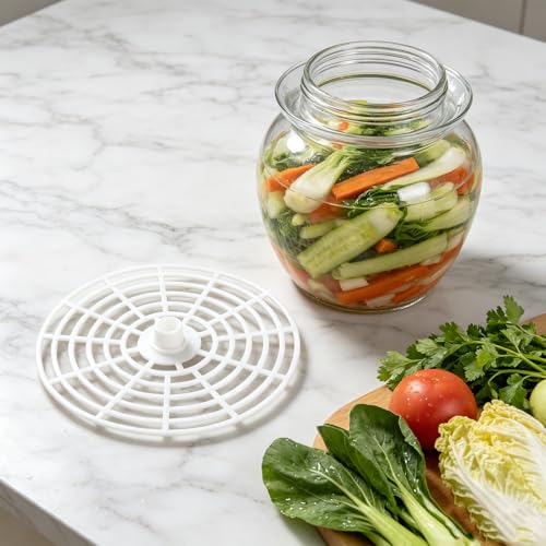 2pcs Vegetable Press Mesh Weight for Wide Mouth Fermenting Jars | White Pickles Can Press Mesh Plate | Pickle Fermentation Tool for Kitchen Use 15cm/5.9'' - size: 15.00X15.00X1.50CM