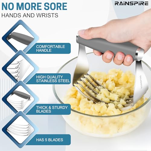 Rainspire XL Pastry Cutter For Baking, Heavy Duty Pastry Blender Stainless Steel, Thick Sharp Blades Dough Blender, Dough Cutter Butter Cutter Pastry for Easy Mixing, Dishwasher Safe, Grey - color: Gray
