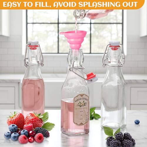Alotpower 12 Pack 12oz Square Swing Top Glass Bottles with Airtight Lids | Flip Top Glass Bottles for Vanilla Extract,Home Brewing,Kombucha,Vinegar,beer, oda,beverages - Included Complete Brewing Kit - color: 12pack, size: 12 Ounces