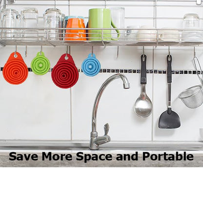 Kitchen Funnel Set 4 Pack, Food Grade Silicone Collapsible Funnels for Filling Water Bottle Liquid Transfer, Small and Large, Kitchen Gadgets Accessories