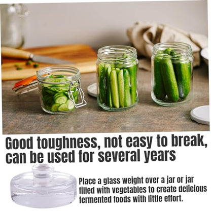 Fermenting Weights with Handle 230g Fermentation Weights Glass for Fermenting Sauerkraut Pickles Kimchi Transparent 2.8in for Wide Mouth Jars