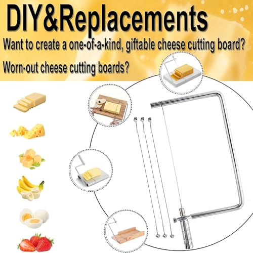 Cheese Slicer Accessories Kitchen Knife Marble Board Cheese Cutter Stainless Steel Components DIY for Making Giftable Cheese Block Cutting Boards with Wire Slicer Hardware Kit(1Slicer+4Wires)7.5" - size: 7.5inch