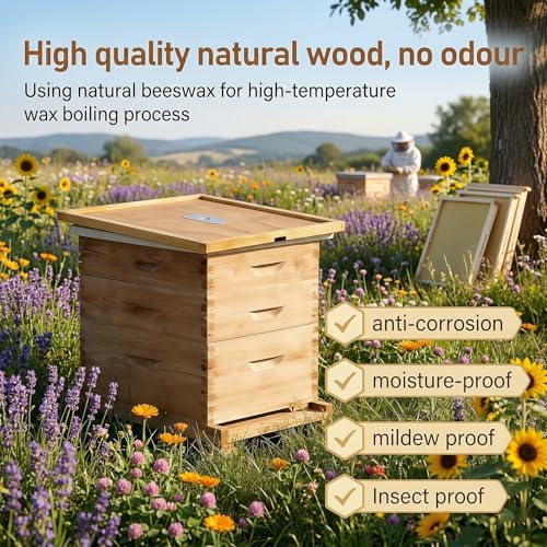 4PCS Beehive Inner Cover for 10 Frame Hive Box, Beeswax-Coated Ventilated Inner Cover, Bee Hive Screen Inner Cover, Compatible with 10 Frame,All Beginners and Professional Beekeepers (4)
