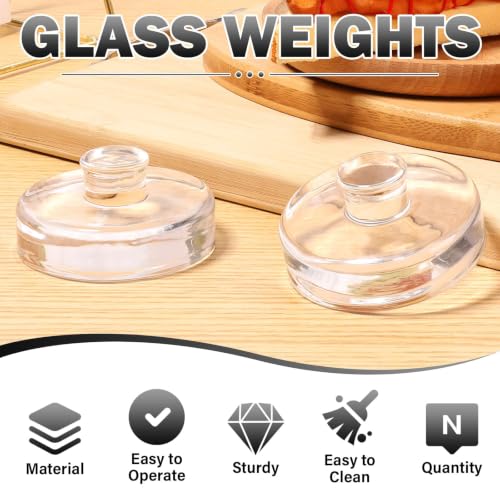 12Pcs Glass Fermentation Weights Kit for Beginners with Easy Grip Handle Transparent Pickle Glass Weights for Wide Mouth Mason Jars Pickles (Style 1) - color: Style 1