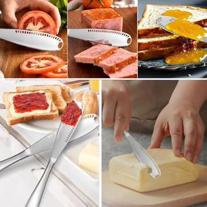 AKOAK 1 Pack Stainless Steel Butter Spatula, 3 in 1 Kitchen Gadget for Shredding Fruits and Vegetables, Breakfast, Butter, Cheese and Jam