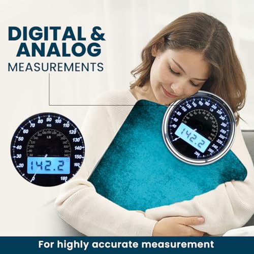 EILISON Highly Advance 2-in-1 Digital & Analog Weighing Scale for Body Weight-400lbs, 4 High Precison GX Sensor Accurate, Thick Tempered Glass, Extra Large Display (Blue) - color: Blue