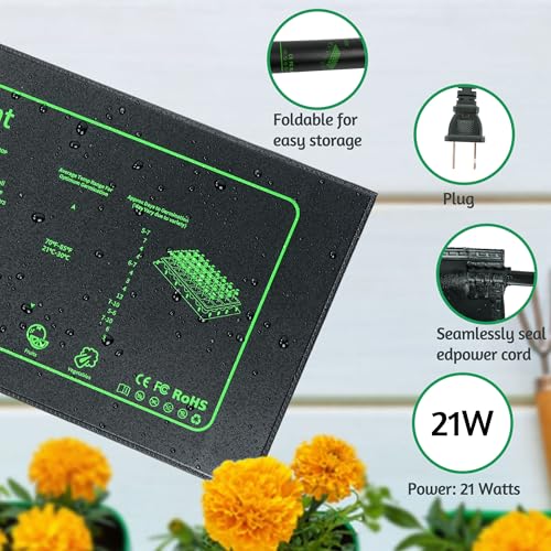 LOCONHA Seedling Heat Mat for Seed Starting,10" x 20.75" Waterproof Heating Pad for Indoor Plants Germination (Black 4 Pack) - color: Black 4 Pack