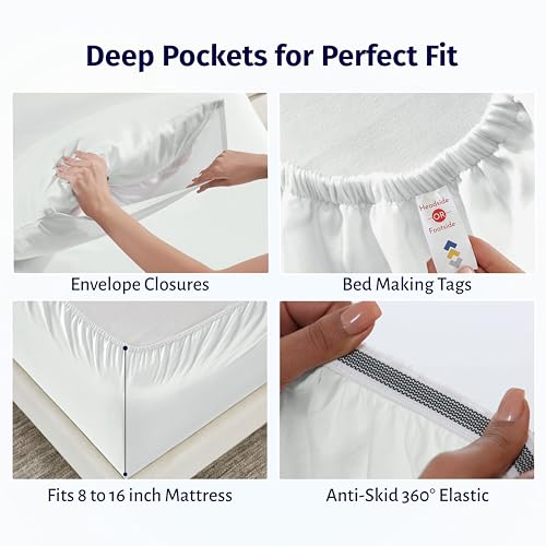 California Design Den Egyptian Percale Sheet Set Queen Size - Certified 100% Egyptian Cotton, Lightweight Percale Cotton Sheets Queen Size with Deep Pockets, Crisp & Durable Bedding Set - Silver - color: Silver, size: Queen