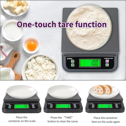 66LB 30kg Large Digital Kitchen Scale Food Scale for Baking Cooking Bread Meat Scales with Tare and Prep Counting LCD Display with Adapter, 6 Unit (Grey, 30kg) - color: Grey-30kg, size: Grey-30kg