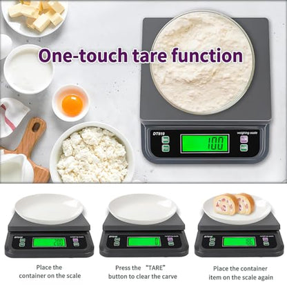 66LB 30kg Large Digital Kitchen Scale Food Scale for Baking Cooking Bread Meat Scales with Tare and Prep Counting LCD Display with Adapter, 6 Unit (Grey, 30kg) - color: Grey-30kg, size: Grey-30kg