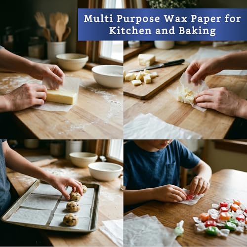 Wax Paper Candy Wrappers 150-pk (5x5 in) - Candy Wrappers for Caramels | Nonstick Wax Paper Squares - Candy Wrappers for Homemade Candy - Pre Cut Parchment Squares - Taffy & Caramels - size: 5 x 5 inch (Pack of 150)