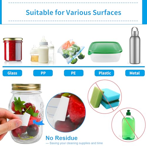 NATURALABEL 300 PCS Removable Freezer Labels with Dispenser - 1" x 3" Food Labels for Meal Prep Containers, Easy Peel-Off Design, No Residue (Blue) - color: Preprinted-blue