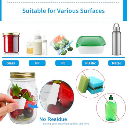 NATURALABEL 300 PCS Removable Freezer Labels with Dispenser - 1" x 3" Food Labels for Meal Prep Containers, Easy Peel-Off Design, No Residue (Blue) - color: Preprinted-blue