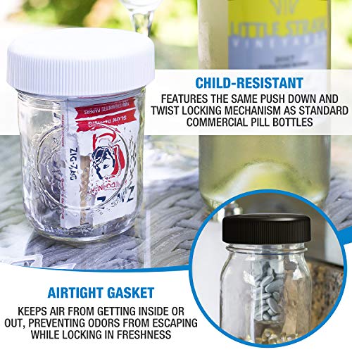 Masontops Jar Safe - Child Proof Herb Container - 2PK - Airtight Storage - Regular Mouth Jar Lock - Stash Bottle Locker - color: Blazin' Blue/Cloud White, size: Regular Mouth
