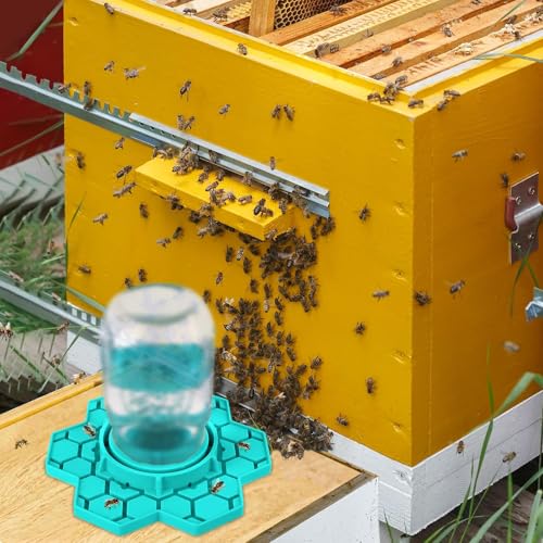 Bee Feeder for Mason Jar – Silicone Bee Watering Station for Garden, Compatible with Regular Mouth Mason Jars(2 Pack)(Blue) - color: Blue