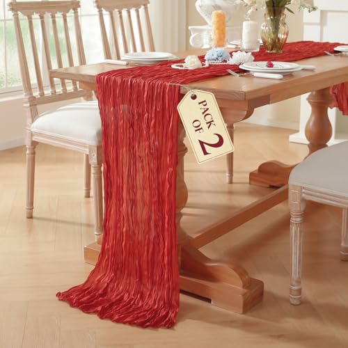 2 Pack Cheesecloth Table Runner, Fall Table Runner 120 Inch – Terracotta Cheesecloth Gauze – 10FT Cheese Cloth Runner for Wedding, Party, Baby Shower, Home Decorations - color: Terracotta, size: 10ft x 2pcs