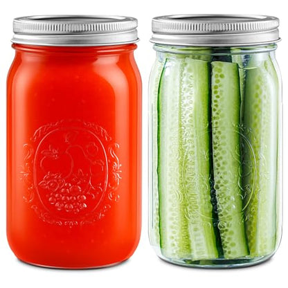 Miuyhji Wide Mouth Mason Jars 32 oz with Lids [2 Pack], Canning Jars with Metal Airtight Lids and Bands, Glass Jars for Fermenting, Pickling, Freezing, Preserving, Meal Prep, Jar Décor - size: 32 oz-2Pcs (Clear)