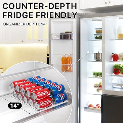 Simple Houseware Soda Can Organizer and Dispenser for Refrigerator / Pantry, Clear, Set of 2 - size: 2 Pack, style: Standard Can