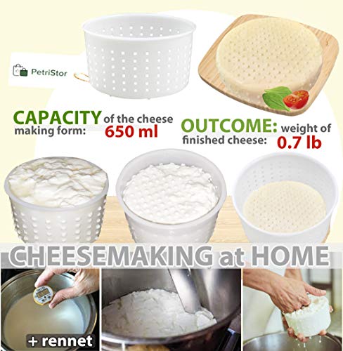 PetriStor 5 pcs Soft Cheese Mold for Cheese Making 0.7QT - Small Cheese Molds - Homemade Cheese Making Supplies - Cream Cheese Form Mold - Molde Para Queso Fresco Casero