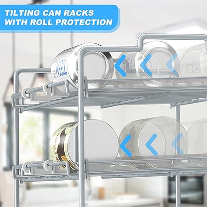 4 Tiers Stackable Can Rack Organizer, Wear-resistant Upgrade Beverage Food Can Dispenser Holder Holds up to 48 Cans for Kitchen Cabinet and Pantry (White) - color: white