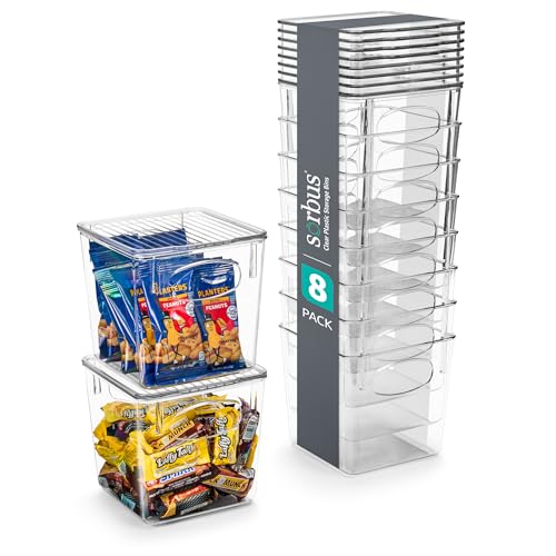 Sorbus 8-Pack Small Clear Plastic Storage Bins – Organizers for Kitchen, Pantry, Fridge, Cabinet & Refrigerator - size: Small, style: 8 Pack