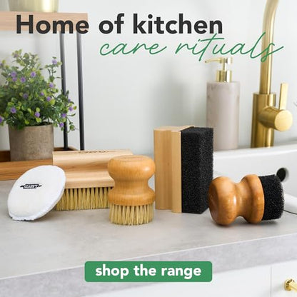 CLARK'S Cutting Board Oil Scrub Brush - Round Wood Applicator for Food Grade Mineral Oil and Wax on Wooden Bamboo, Cast Iron, and Utensils – Kitchen Countertops Food Safe - size: Small