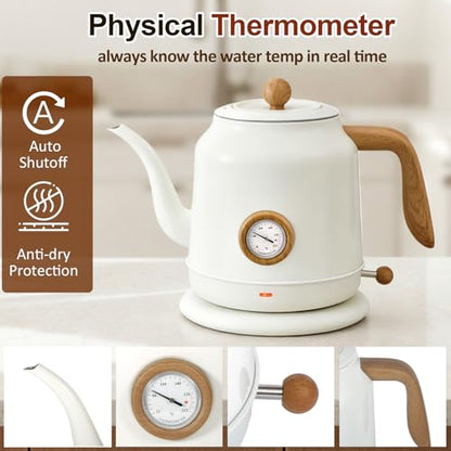 1.2L Electric Gooseneck Kettle with thermometer, Tea Kettle for Boiling Water, Gooseneck Electric Kettle for Coffee & Tea - color: 1.2L