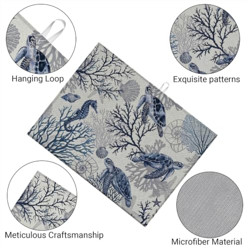 Absorbent Kitchen Dish Drying Mat Quick Dry Heat Resistant Hide Stain for Glasses Coffee Espresso Machines Pots Pans and Dish Racks,18" x 24" Sea Turtle Ocean Blue Pattern - color: Sea Turtle Ocean Blue