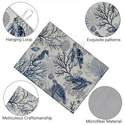 Absorbent Kitchen Dish Drying Mat Quick Dry Heat Resistant Hide Stain for Glasses Coffee Espresso Machines Pots Pans and Dish Racks,18" x 24" Sea Turtle Ocean Blue Pattern - color: Sea Turtle Ocean Blue