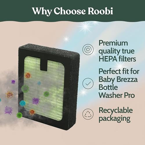 Roobi Hepa Filters Compatible with Baby Brezza. Specially Formulated for Washer Pro. 4 Carbon Neutral Replacement Pack. - style: Hepa Filters