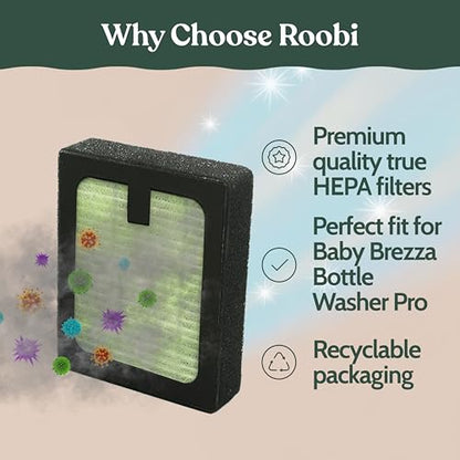 Roobi Hepa Filters Compatible with Baby Brezza. Specially Formulated for Washer Pro. 4 Carbon Neutral Replacement Pack. - style: Hepa Filters