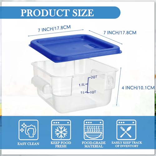 Lallisa 8 Pcs 2 Quart Food Storage Containers with Lids Clear Square Polycarbonate Marinating Container Dough Bucket with Lid(Blue) - color: Blue