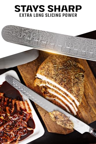 DALSTRONG Slicing Knife - 14 inch - Extra Long Slicer Knife - Shogun Series Elite - Japanese AUS-10V Super Steel - Vacuum Treated - G10 Handle - Carving Slicer BBQ, Brisket Gift Knife- Sheath Included - color: Black, size: 14" Slicer