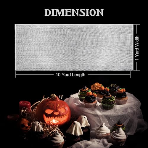 White Cheesecloth, Halloween Decoration Creepy Cloth, 36x360 inches, Absorbent Bleached Cheese Cloth for Event Decoration, Also for Cheese Making, Cooking, Yoghurt & Tofu