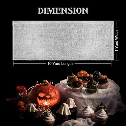 White Cheesecloth, Halloween Decoration Creepy Cloth, 36x360 inches, Absorbent Bleached Cheese Cloth for Event Decoration, Also for Cheese Making, Cooking, Yoghurt & Tofu