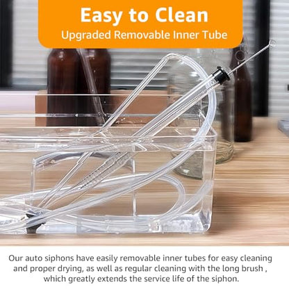 3/8" Auto Siphon Beer Bottle Siphon Pump Wine Siphon Regular Siphoning Kit Transfer Pump for Gallon Jugs, Wine, Beer, Mead, or Kombucha with 5Ft Clear Silicone Hose (2 Pcs)