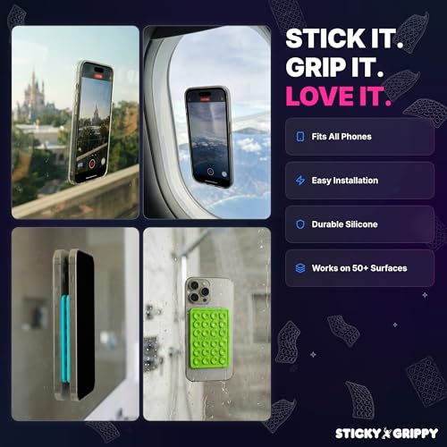 StickyGrippy Suction Phone Case Mount, Sillicon Adhesive Phone Accessory for iPhone and Android, Hands-Free Fidget Toy Mirror Shower Phone Holder, Tiktok Videos and Selfies (Chocolate) - color: Chocolate