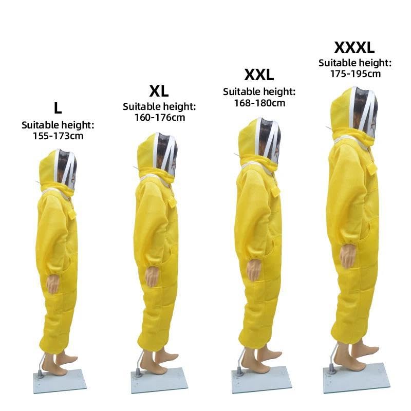 3 Layer Ventilated Beekeeper Jacket with Removable Veil Hood, Breathable Anti Bee Sting Beekeeping Jacket with Pockets, White Protective Gear for Men Women Beginner Professional, L - size: L