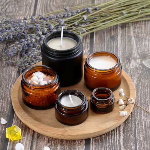 3Pack 4Oz Black Small Glass Jars with Lids, Lotion Container, Cosmetic Containers, Little Travel Jars for Creams with Mini Spoon (Matte Black) - color: Black, size: 3