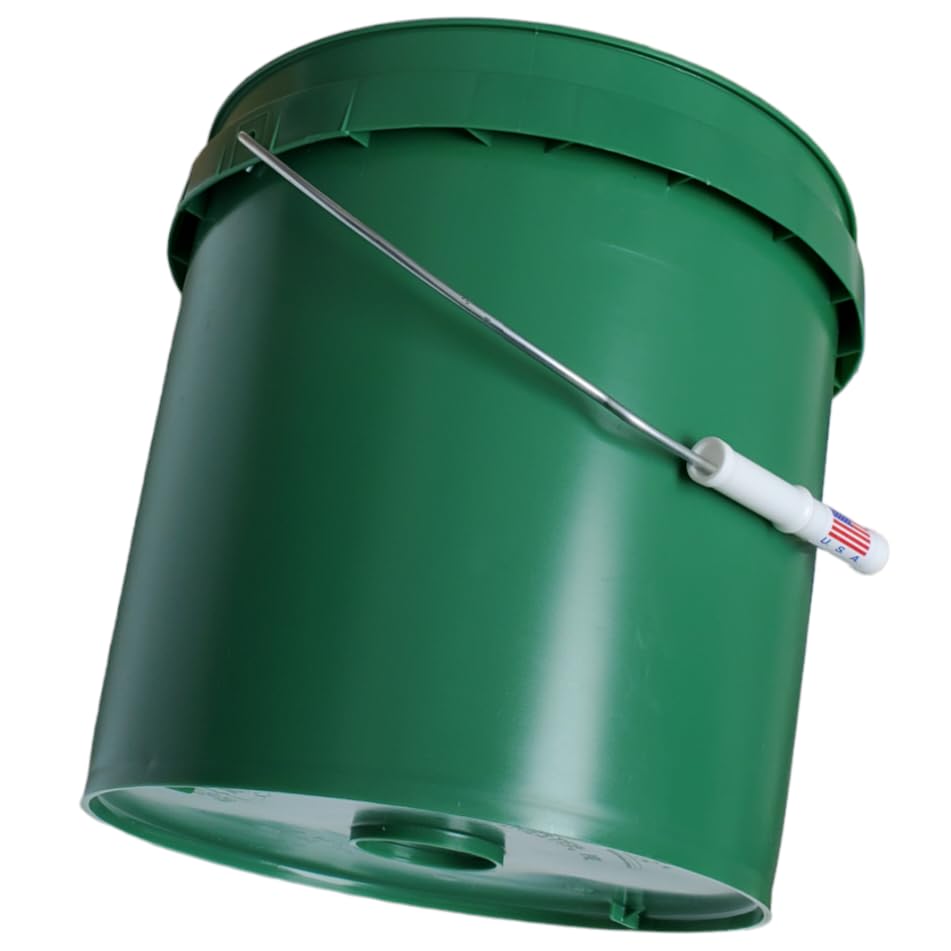 2 Gallon Bucket Pail with Lid & Handle Pour Spout Leak Proof BPA Free Food Safe HDPE Storage Container AirTight Premium Quality Buckets All Purposes Dry & Liquid Contents FDA Compliance (Leaf Green) - color: Leaf Green
