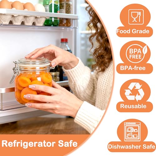 Glass Containers With Lids 24 Oz Food Grade Airtight Glass Jars With Lid 2 Pack Wide Mouth Food Storage Canisters With Clasp For Flour, Coffee, Sugar, Pickle, Beans, Candy, Nuts, Rice, Pasta - color: 24oz 2PC