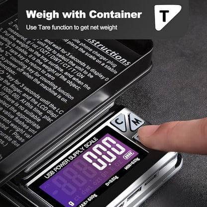 MEIYA Coin Scale, 600g x 0.01g Jewelry Scale with 7 Units & 3 Charging Interfaces, Digital Portable Pocket Gram Scale for Coin Collectors, Jewelers, Gold, Silver Dollar