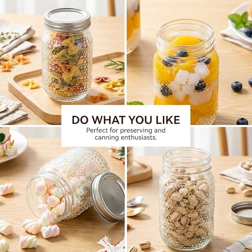 SUT Wide Mouth Mason Jars 32 oz,9 Pack Quart Mason Jars With Airtight lids and Bands,Canning Jars 32 oz for Preserving,Meal Prep,Overnight Oats - color: Dot