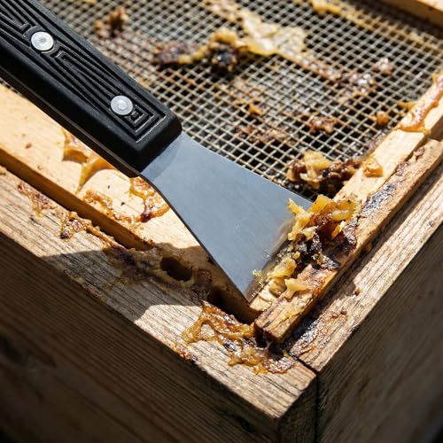 Uncapping Tool, Silver Double-Ended Hive Chisel with Wide Blades, Stainless Steel Scraper for Wax and Propolis Cleaning on Frames, Textured Handle, 1 Piece