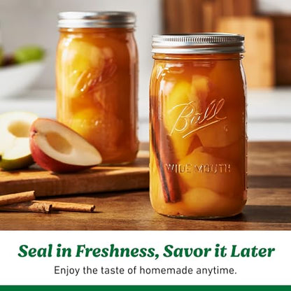 Ball Wide Mouth Quart 32oz. Glass Mason Jar with Lids and Bands, 8 Count - size: 32oz (8-pack)