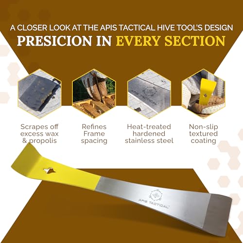 Hive Tool - Flat 2.5mm Thick Heat Treated Stainless Steel for Durability & Strength - Beekeeper Tools for Prying, Lifting & Scraping - Beekeeping Supplies - size: Standard