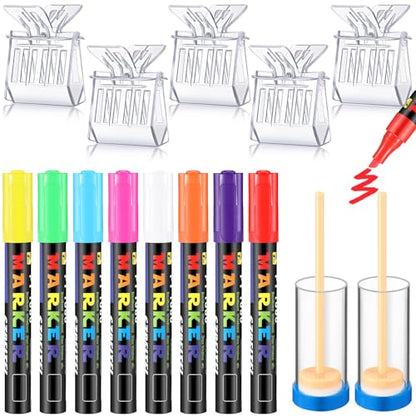 Qualirey 15 Pcs Queen Bee Marking Kit with 8 Pens 2 Bottles and 5 Plastic Cage Clips for Queen Bee Marking Beekeepers, Beekeeping Supplies