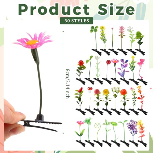 30 Pcs Bean Sprout Hair Clips Rave Mixed Style Plant Hairpins Hair Accessories for Party Irish(Cute) - style: Cute