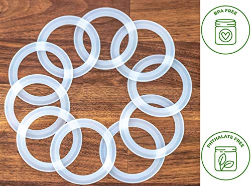Platinum Silicone Sealing Gaskets for Leak Proof Mason Jar Lids | 10 Pcs Reusable Silicone Seal Gaskets Replacement for Plastic Mason Jar Lids, Mason Jar Rings (10 Pack, Regular Mouth) - size: Regular Mouth